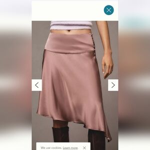 Anthropologie Satin Asymmetrical Midi Skirt - Mauve Pink